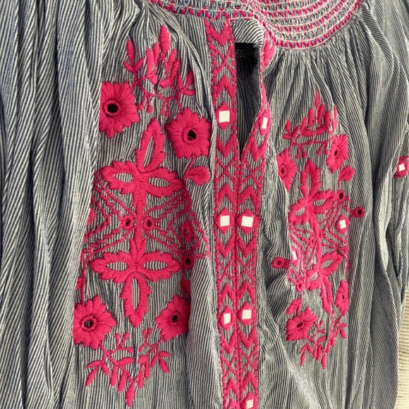 INC Off-The-Shoulder Blouse with Pink Embroidery, Medium - Picture 3 of 5